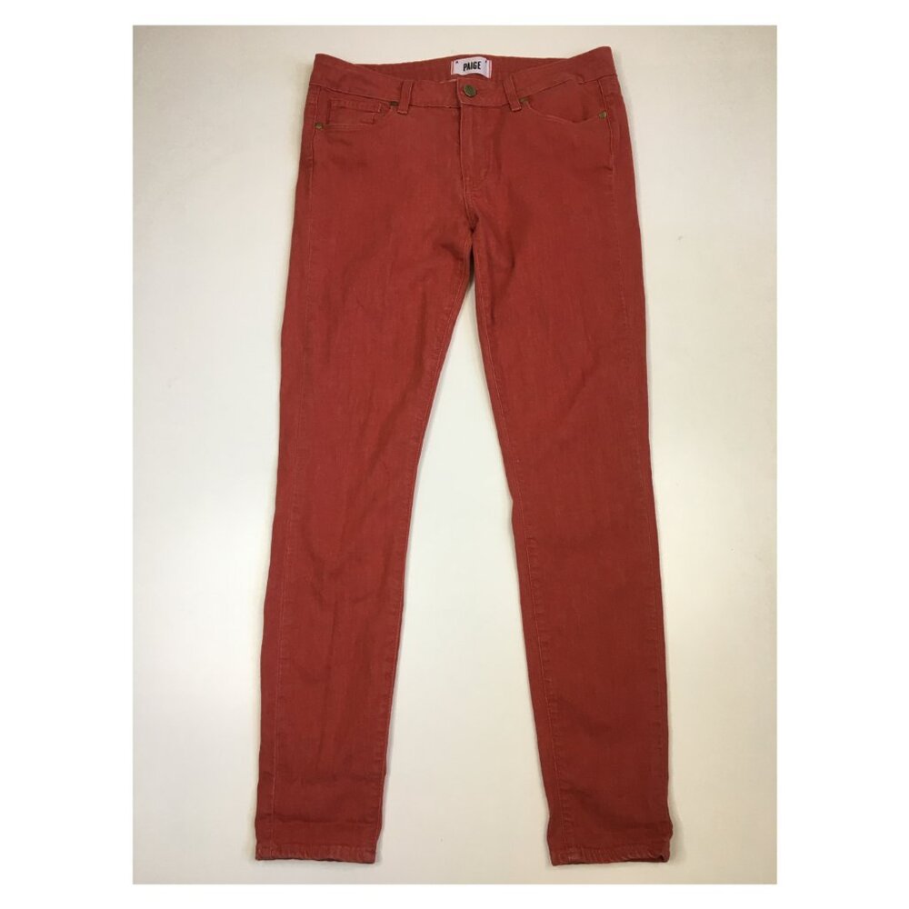 PAIGE Denim Vintage Red Wash Verdugo Ultra Skinny 5 Pocket Logo Hardware Jeans